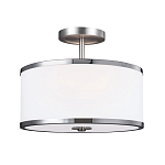 Потолочный светильник с цилиндрическим плафоомн из опалового матового стекла с металлическим обручем Feiss варинант исполнения - 1 | Loft Concept в Краснодаре