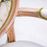 Стул с подлокотниками золотистый из бука с изображением птиц и цветов Blooming Birds 2 варинант исполнения - 3 | Loft Concept в Краснодаре