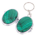 Зеркало брелок карманное двухстороннее из натурального камня Малахит Stone Mirrors варинант исполнения - 2 | Loft Concept в Краснодаре