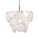 Люстра из белых стеклянных дисков на серебрянном каркасе White Glowing Reflectors варинант исполнения - 1 | Loft Concept в Краснодаре