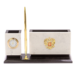 Настольный письменный набор из мрамора с часами и ручкой Marble Accessory варинант исполнения - 1 | Loft Concept в Краснодаре