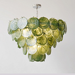 Люстра из зеленых стеклянных дисков с перламутровым эффектом Green Glowing Glaze варинант исполнения - 2 | Loft Concept в Краснодаре