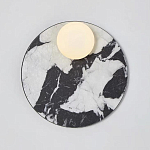 Бра круглое с каменным черно-белым основанием и плафоном из стекла Shaw Marble Lighting варинант исполнения - 1 | Loft Concept в Краснодаре