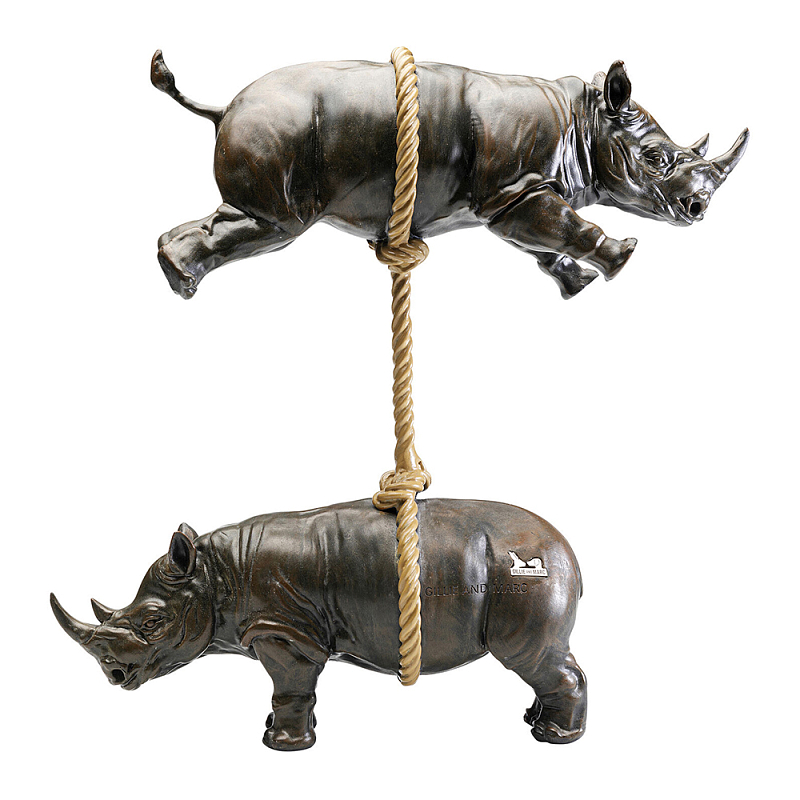 Декоративная статуя из стали Duo Rhinos Коричневый Песочный в Краснодаре | Loft Concept 