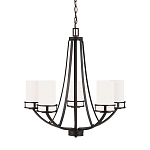 Люстра в цвете темная бронза с 5-ю белыми цилиндрическими плафонами Generation Lighting варинант исполнения - 1 | Loft Concept в Краснодаре