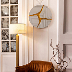 Зеркало кругле с декоративной золотой вставкой Golden Tree варинант исполнения - 3 | Loft Concept в Краснодаре