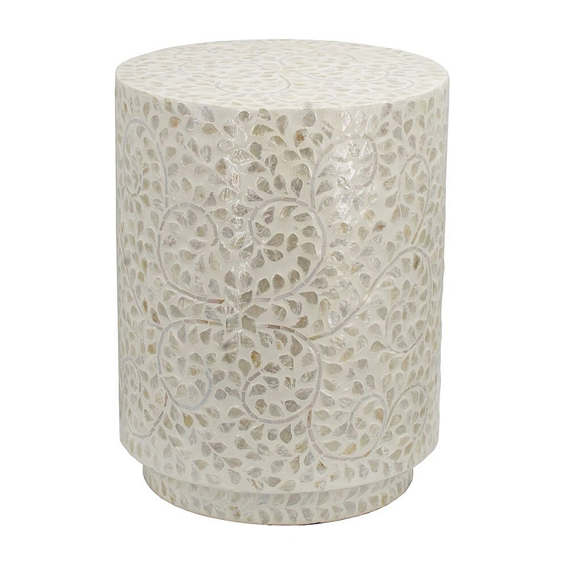 Приставной столик с рисунком из раковин устриц Bone Inlay Кремовый в Краснодаре | Loft Concept 