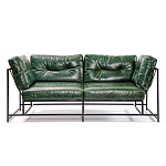 Диван Лофт Натуральная Винтажная кожа Зеленый Two Seat Encounter Leather Sofa варинант исполнения - 1 | Loft Concept в Краснодаре