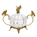 Конфетница из прозрачного рельефного стекла с ручками в виде стрекоз и фигуркой лебедя Eden Garden варинант исполнения - 1 | Loft Concept в Краснодаре