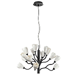 Люстра подвесная черного цвета с ветвями и белыми фарфоровыми цветами Floralis варинант исполнения - 2 | Loft Concept в Краснодаре