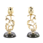 Подсвечники бронзовые на подставке из натурального камня нефрит Stone Candlestick варинант исполнения - 3 | Loft Concept в Краснодаре