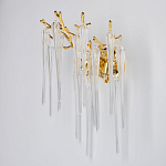 Бра золотого цвета с разветвленными ветвями и длинными прозрачными подвесками в форме стеклянных сосулек Droplet Chandelier варинант исполнения - 3 | Loft Concept в Краснодаре