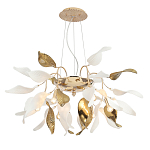 Люстра подвесная с белыми матовыми и золотыми глянцевыми листьями Wintery flovers варинант исполнения - 2 | Loft Concept в Краснодаре