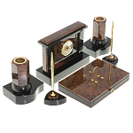 Настольный письменный набор с часами из природного камня обсидиана Royal Stone варинант исполнения - 2 | Loft Concept в Краснодаре