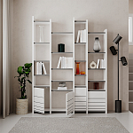 Стеллаж прямой ассиметричный с полками и 4-мя дверцами ARYA BOOKCASE WHITE варинант исполнения - 4 | Loft Concept в Краснодаре