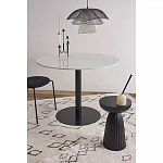 Круглый обеденный стол с белой мраморной столешницей White Tabletop on Black Base варинант исполнения - 3 | Loft Concept в Краснодаре