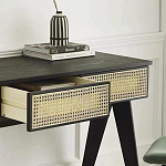 Дизайнерский письменный стол матово-чёрного цвета с 2-мя плетеными ящиками Glade Desk варинант исполнения - 1 | Loft Concept в Краснодаре