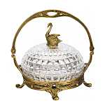 Конфетница из прозрачного рельефного стекла с ручкой и фигуркой лебедя Eden Garden варинант исполнения - 1 | Loft Concept в Краснодаре