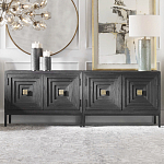 Тумба черная из дерева двухдверная Geometric Double Door Nightstand варинант исполнения - 4 | Loft Concept в Краснодаре