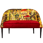 Диван двухместный из натурального бука красный с цветным принтом Impressionism in Art варинант исполнения - 1 | Loft Concept в Краснодаре