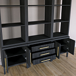 Модульный стеллаж Primo из трех составных элементов Черный дуб варинант исполнения - 4 | Loft Concept в Краснодаре