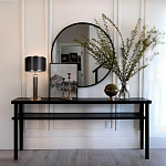 Настольная лампа с чёрным тканевым абажуром и металлическим корпусом золотого цвета Golden Arc варинант исполнения - 4 | Loft Concept в Краснодаре