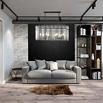 Люстра подвесная овальная со стеклянными прозрачными трубками и металлическим каркасом черного цвета Nembus варинант исполнения - 6 | Loft Concept в Краснодаре