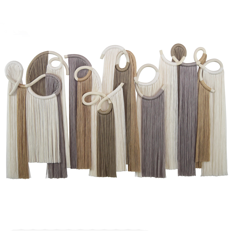 Настенный декор с бахромой белого и бежевого цвета Abstraction I Молочный Серый Коричневый в Краснодаре | Loft Concept 