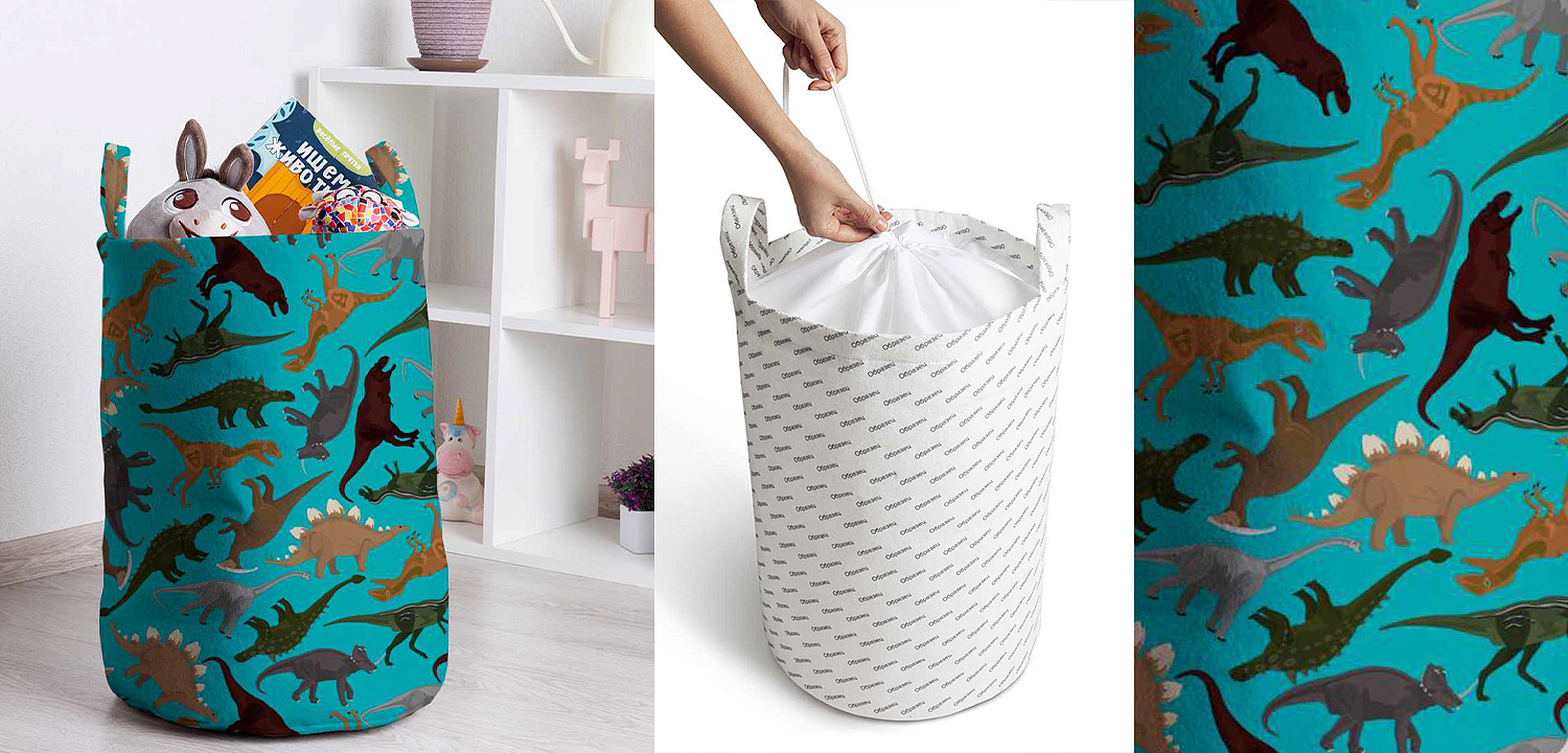 Корзина Turquoise Dinosaurs Basket - Loft-Concept в Краснодаре