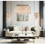 Люстра круглая с хрустальными подвесками на золотистом каркасе Roul Crystal Light варинант исполнения - 11 | Loft Concept в Краснодаре