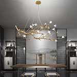 Люстра в виде золотой ветки с цветами Glass Flower Pendant Light варинант исполнения - 5 | Loft Concept в Краснодаре