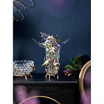 Ваза стеклянная прозрачная с бронзовым основанием в виде ветвей и фарфоровыми птичками Eden Garden варинант исполнения - 4 | Loft Concept в Краснодаре