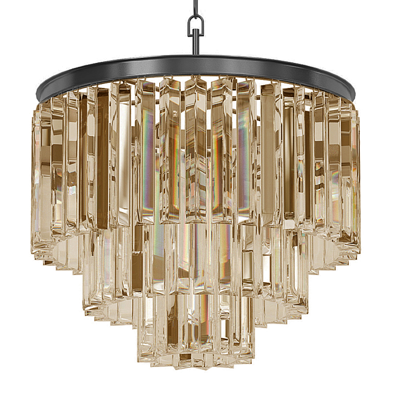 Люстра Odeon Smoke Glass Fringe Chandelier - 3 rings Черный в Краснодаре | Loft Concept 