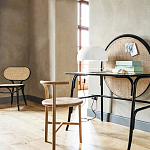 Письменный стол с круглой плетёной панелью для крепления заметок Allegory варинант исполнения - 2 | Loft Concept в Краснодаре