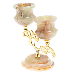 Подсвечник двухрожковый из натурального камня оникс Stone Candlestick варинант исполнения - 2 | Loft Concept в Краснодаре