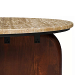 Кофейный столик с круглой столешницей на 2-х массивных деревянных ножках Tandem Travertine and Wood варинант исполнения - 3 | Loft Concept в Краснодаре