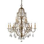 Люстра многоярусная с 12-ю лампами и стеклянными подвесками в классическом стиле Feiss варинант исполнения - 1 | Loft Concept в Краснодаре