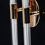 Бра с круглым основанием золотого цвета и двумя вертикальными плафонами Hex Scaffold варинант исполнения - 5 | Loft Concept в Краснодаре