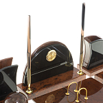 Настольный письменный набор с часами из природного камня обсидиана Oval Office варинант исполнения - 3 | Loft Concept в Краснодаре