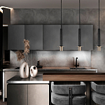 Подвесной светильник с узким цилиндрическим плафоном и золотым металлическим декором Concrete Pipe варинант исполнения - 8 | Loft Concept в Краснодаре