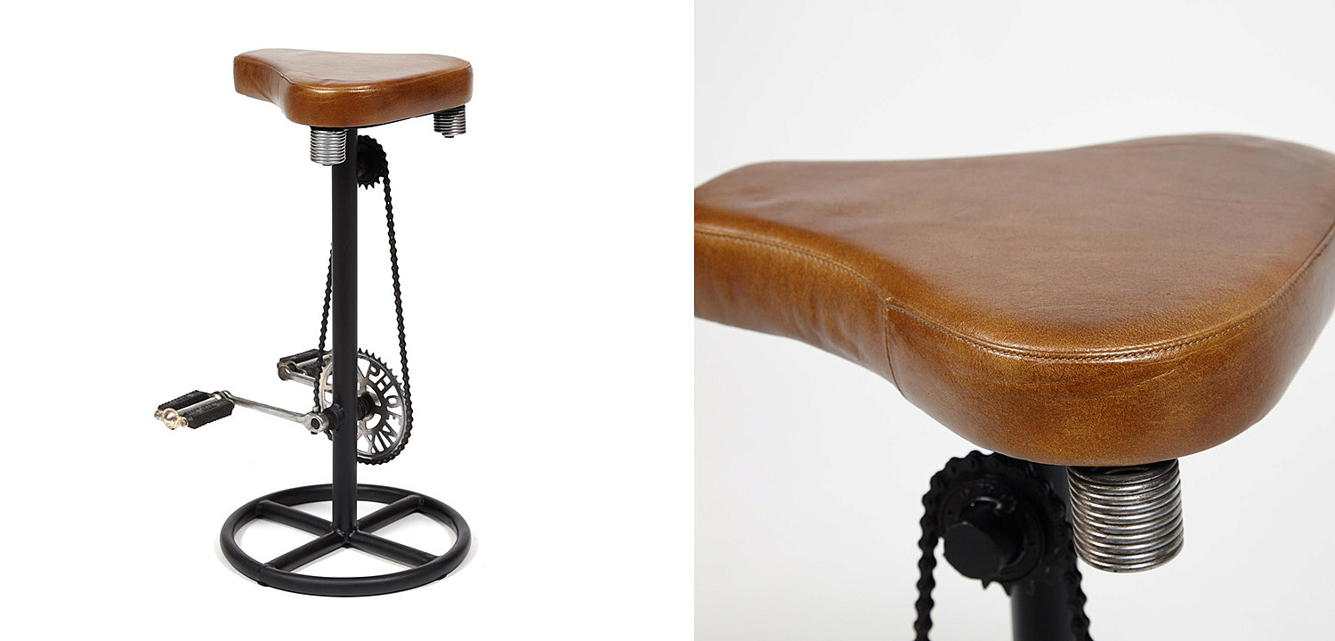 Барный стул с педалями от велосипеда Industrial leather bar stool with bicycle pedals - Loft-Concept в Краснодаре