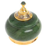 Икорница с крышкой с гравировкой из натурального камня Нефрит Decorative Cavair Dishes варинант исполнения - 1 | Loft Concept в Краснодаре