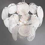 Люстра из белых стеклянных дисков на серебрянном каркасе White Glowing Reflectors варинант исполнения - 7 | Loft Concept в Краснодаре