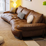 Диван кожаный с каркасом из массива дерева Medieval Furniture варинант исполнения - 4 | Loft Concept в Краснодаре