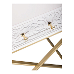 Приставной столик с выдвижным ящиком  White Table Carved Pattern варинант исполнения - 5 | Loft Concept в Краснодаре