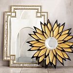 Зеркало-солнце в раме золотого и черного цвета Rays of Peace варинант исполнения - 3 | Loft Concept в Краснодаре