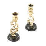Подсвечники бронзовые на подставке из натурального камня нефрит Stone Candlestick варинант исполнения - 2 | Loft Concept в Краснодаре