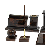 Настольный письменный набор с часами из природного камня обсидиана  Gift for Manager варинант исполнения - 4 | Loft Concept в Краснодаре