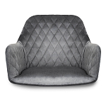 Барный стул со спинкой и подлокотниками на 4-х деревянных ножках Douglas Rhombus Серый Велюр варинант исполнения - 3 | Loft Concept в Краснодаре