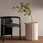 Дизайнерский журнальный стол круглый с фактурным основанием Kibul варинант исполнения - 1 | Loft Concept в Краснодаре